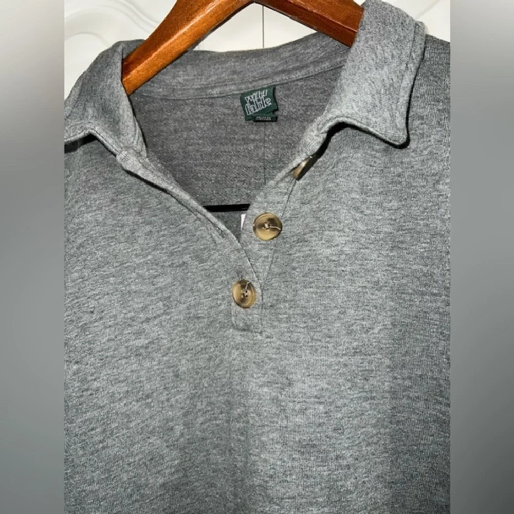 wild fable heather grey cropped three button collared shirt NWT - Picture 4 of 7